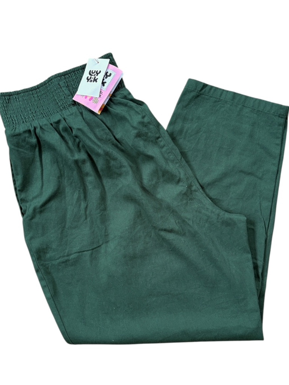NWT Lucy & Yak Alexa Smocked Waist Pull-On Pants Posy Green Size XL - Picture 2 of 9